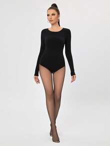 Women's Long Sleeve Tummy Control & Butt Lifting Shapewear Bodysuit Suitable For Wearing As Base Layers - Black - View 1