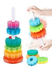 Đồ chơi xếp hình xoay tròn cho bé, vòng cầu vồng xếp chồng kiểu Montessori cho bé từ 12 tháng tuổi trở lên, quà tặng Giáng sinh, sinh nhật, đồ chơi học tập cảm giác cho trẻ tự kỷ. - Nhiều màu - Xem 7