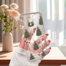 Funda de Teléfono con Cinta Blanca de Árbol de Navidad para iPhone 17 16 15 14 13 12 11 Pro Max X XS XR XSMAX 7 8 6 6S Plus 16E Funda de Teléfono Transparente de Caricatura a Prueba de Golpes Cobertura Completa TPU Funda Protectora Simple de Moda Duradera Anti-Golpes Carcasa Suave - Colores mixtos - Ver 3