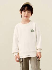 mini bala Young Boy Artist Collab Loose Fit Long Sleeve Sweatshirt 2025 Fall - Milky White - View 2