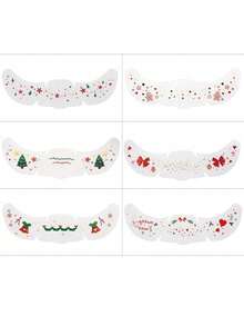 6 Sheets Christmas Freckles Face Tattoo With Hot Stamping Trees Gingerbread Man Bell Temporary Tattoos Stickers For Christmas Festival Cosplay Party Music Prom Accessories - Multicolor - View 4