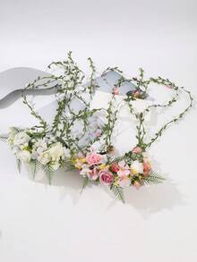 1pc Romantic Floral Vine Tassel Headband, Bridal Hair Accessory Valentine's Day Accessories