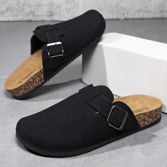 Men's Slip-On Mule Slippers, Soft Wood Slide Sandals, Unisex Casual Backless Clogs For Office, Home & Outdoor, Plus Size