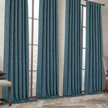 2025  Bedroom Curtains 2 Panels Sets Faux Linen Textured, Pinch Pleated Room Darkening Light/Heat Blocking Window Drapes Thermal Insulated For Living Room, Angora, W50 X L108, 2 Panels - 灰藍色 - 查看 8