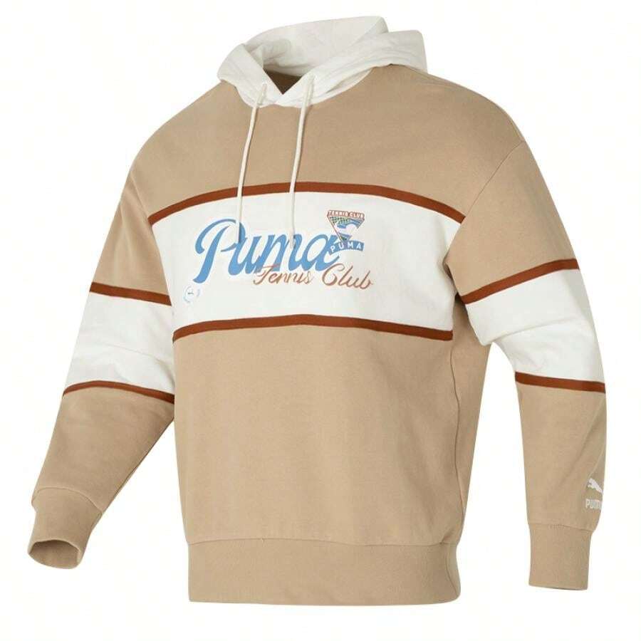 Puma 2026新款 TEAM JP 条纹卫衣 TR 男女通用抓绒卫衣,户外休闲运动训练舒适卫衣,浅棕色 - 淺棕 - 查看 1