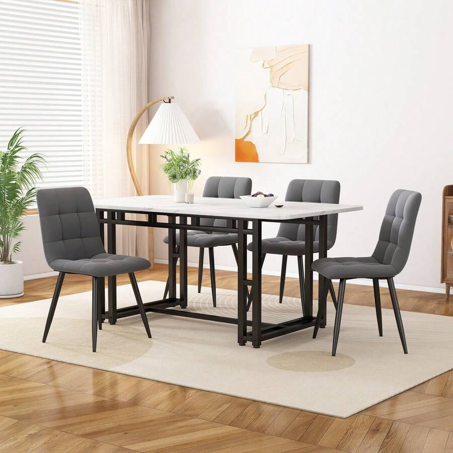 Lightweight Luxury Dining Table 120x70cm (1 Piece), Metal Frame
Rectangular Dining Table Made From A Modern Kitchen Table With Metal Legs For Dining Room And Living Room, Black Table Legs - 1 - View 1