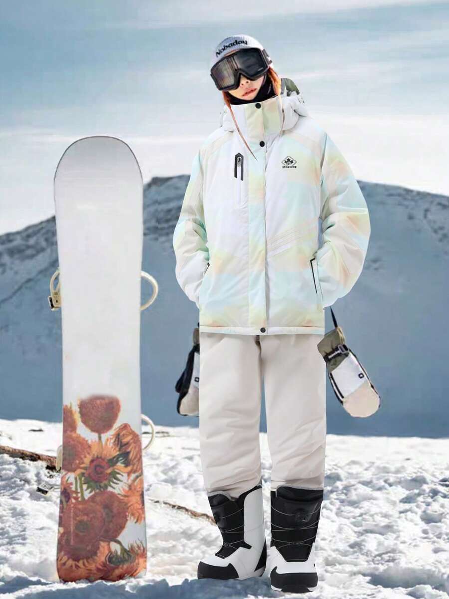 LEIFENSH 一套女士运动户外运动服，女士专业运动休闲服，女士滑雪服上衣+裤子 HX368 滑雪服 米色 冬季