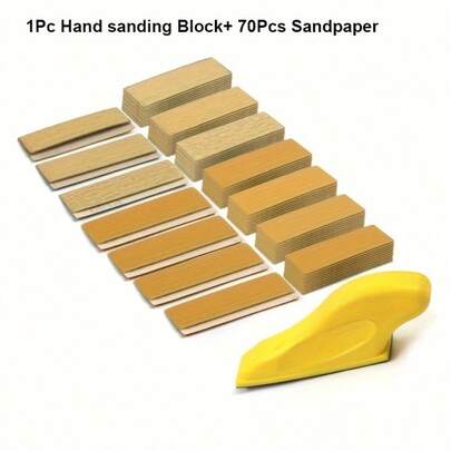 71-teiliges Mini-Schleifset, 3,5" x 1" – Kompaktes Handschleifwerkzeug mit verschiedenfarbigem Schleifpapier (Körnung 80–600), geeignet für DIY-Bastelarbeiten, Holzbearbeitungsprojekte und Metallpolitur, inklusive Gummigriff, kleinem Schleifwerkzeug, ideal für Bastelarbeiten, Holzbearbeitung, Handschleifer, Mini-Schleifklötze mit feinem Schleifpapier