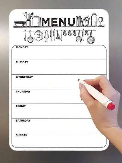 Dry Erase Magnetic Meal Weekly Planner, Erasable Magnet Weekly Menu Board For Fridge, Magical Menu White Board Refrigerator Magnets, Reusable Kitchen And Dining Memo Board, Bulletin Board, Easy To Write On And Clean,For Writing Reminders Weekly Planning, Memo,Calendar, Chores, Notes, Reminders Or A To-Do List,Improve Work Efficiency, Daily Necessities, Perfect Holiday, Birthday, New Year, Christmas Gift