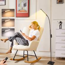 Yogle Moderne einstellbare Gooseneck Stehlampe, 3 Farbtemperaturen, 3 Helligkeitsstufen, USB-betrieben, Schaltersteuerung, Kunststoffschirm, für Schlafzimmer, Wohnzimmer, Büro-Lesen - ohne Batterie