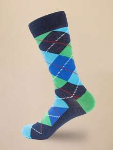 5 Paar Herren Socken mit Diamantmuster, modischer neuer Stil für Herbst/Winter, karierte lässige Paar-Socken, weiche Haus- & Studenten-Socken