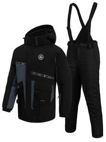 2pcs/Set Boyfriend Style Men Sports & Outdoor Sportswear, Boyfriend Style Men's Professional Sports & EntertainBoyfriend Style Ment Ski Wear Suit, Top & Bottom HX5592 Ski Outfits Black Winter - Black - View 10