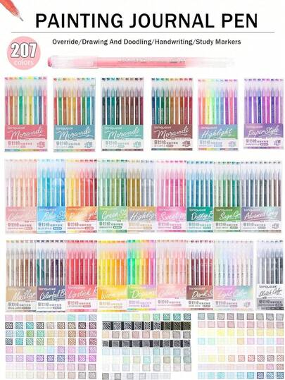 9pcs/168pcs Colors 0.6mm Gel Pen Drawing Set, Multi Color Fine Point Transparent Barrel, Suitable For Writing, Painting, Coloring, Card Making, Student Supplies Christmas Gift