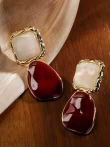 1 Pair Retro Hong Kong Style Elegant High-End Daily Commute Earrings - Multicolor - View 2