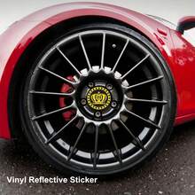 4pcs/Set Crown Pattern Car Wheel Hub Reflective Stickers - Vinyl Self-Adhesive Safety Warning Stickers, Suitable For SUV And Trucks, Fashionable Appearance Decorative Stickers, Enhance Night Driving Safety, Made Of High-Grade Reflective Vinyl Material, High Visibility In Low Light/Dark Environments, Waterproof And Weather-Resistant, Suitable For Outdoor Use, Easy To Apply On Wheel Rims - A - View 3