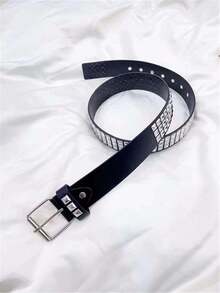 Street 1PC Stylish Punk Style Rivet Decor Versatile Jeans Belt Dress Belt Halloween Summer, School Fall, Autumn, Halloween - 黑色 - 查看 4