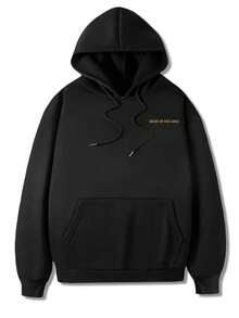 男士休闲信仰与励志图案印花连帽卫衣，适合秋冬季节，长袖上衣 - 黑色 - 查看 4