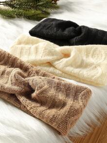 1 pieza Diadema de punto suave y antideslizante de unicolor para mujer, accesorio para el cabello elástico para yoga y deporte, versátil para uso diario, adecuado para múltiples ocasiones, pañuelo para la cabeza de mujer, envolvente para la cabeza de invierno cálido