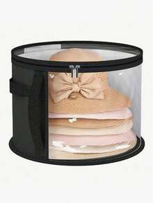 1pc Foldable Round Brim Hat Storage Box, Travel Hat Organizer, School Supplies, Study Accessories - Multicolor - View 5