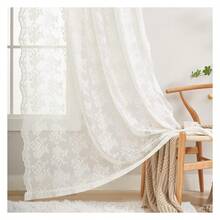 Sheer Curtains 80 Inch Length For Living Room 2 Panels Country Lace Closet Curtains Doorway Curtains Privacy Room Divider For Room Separation Country Farmhouse Decor /Cream - 多色636 - 查看 5