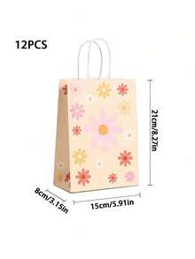 48pcs Sun Flower Theme Gift Bags Kraft Gift Bags Bulk Birthday Bags For Party Goody Gift Bags,Festival Wedding Gift Bag Kraft Paper Packaging Bag Flower Printed Paper Bag Party Gift Tote Bag Shopping Gift Bag Halloween, Christmas, Mother's Day, Teacher's Day, Father's Day, Valentine's Day, Thanksgiving, Gift Packaging Bags - Multicolor - View 4