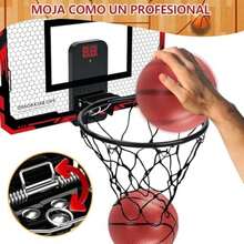 Canasta de Basquetbol para Niños Plegable, Tablero de Basketball con Contador Electrónico De Puntaje, Aro, 3 Mini Balón, para Puerta y Pared Juegos Exteriores para Niños Profesional(default) - Tipo 1 - Ver 5