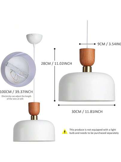 Alpinaluz Moderne Nordic Hang Verlichting 30cm Wit Metal Wood Effect, Adjustable Height, E27 Socket, Kitchen Or Dining Room view 11