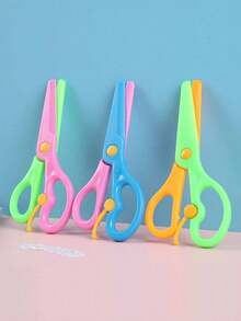 2pcs/4pcs Plastic Safety Scissors, Non-Pinch Scissors, Suitable For Student Handicraft Training, Dual-Color Preschool Children's Paper Cutting Craft Materials (Random Color), Suitable For Boys And Girls