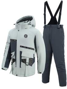 Set de 2 piezas Estilo Novio Hombre Deportes y Deportes al Aire Libre, Ropa Deportiva Profesional y Ropa de Recreación, Conjunto de Traje de Esquí Estilo Novio Hombre Parte Superior y Bottom HX5592 Atuendos de Esquí Invierno - Gris Claro - Ver 10