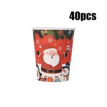 10/20/40/60 件，红色圣诞一次性 9 盎司纸杯，圣诞杯饮具节日圣诞派对用品，用于咖啡、圣诞派对的冷热饮品，圣诞节庆祝活动充满欢乐气氛，节日派对的节日饮水杯，用于咖啡果汁啤酒等纸质饮料 - 彩色 - 查看 12