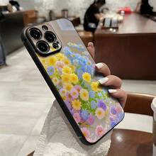 Funda de Teléfono con Patrón Floral, Adornada con Pétalos Suaves y Diseño Verde, Adecuada para los Modelos  16, 15, 14, 13, 12, 11 Pro, Protección de Material a Prueba de Golpes.Es un excelente regalo para familiares, amigos, niños, cumpleaños, Año Nuevo, días festivos, novios, novias y el Día de San Valentín. - Colores mixtos - Ver 3