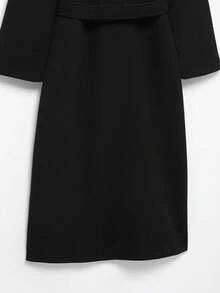 山茶花新款秋冬女装经典双排扣风衣外套 - 黑1 - 查看 11