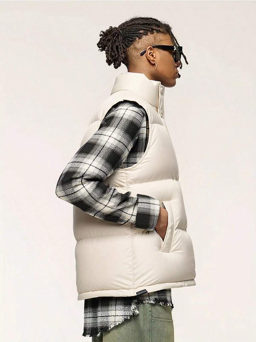 New For Winter 2025! Men's Stand-Up Collar, Holeless Cotton Vest Designed For Warmth