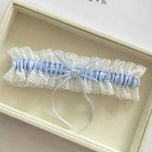 Medias vintage de novia azul marino con bandas de liga de encaje, lazos y decoraciones con strass, anillos de muslo sexy para boda, fiesta, baile - color - Ver 16