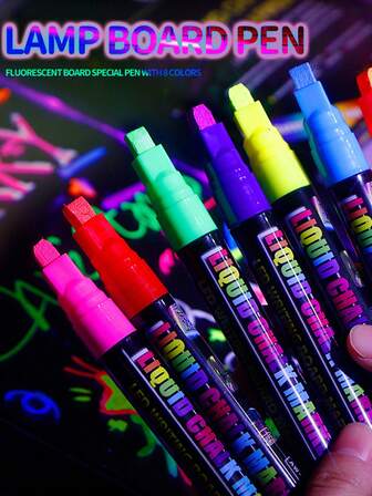 6/8色荧光笔，水性可擦毡尖马克笔，适用于广告设计、学生涂鸦、DIY标记