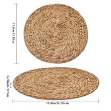 1pc/4pcs Set Handmade Woven Reed Round Placemats, Heat Insulation Pads, Tableware Mats, Home Decor - Brown - View 5