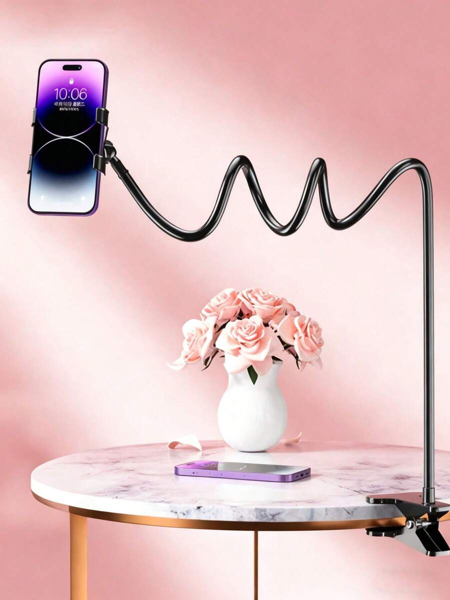 This Phone Holder Can Rotate 360°, Freeing Up Your Hands. This Slouchy Person's Holder Can Be Adjusted To The Required Angle To Support The Phone, Suitable For Use On The Bedside And Desktop. Suitable For Phones Weighing No More Than 200g.