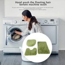 3pcs Bathroom Carpet, Plush Fluffy Super Absorbent Bath Mat, Machine Washable Carpet For Tub, Toilet Floor, Shower Room, Laundry, And Indoor Areas, Christmas Decorations For Home - 綠色 - 查看 8