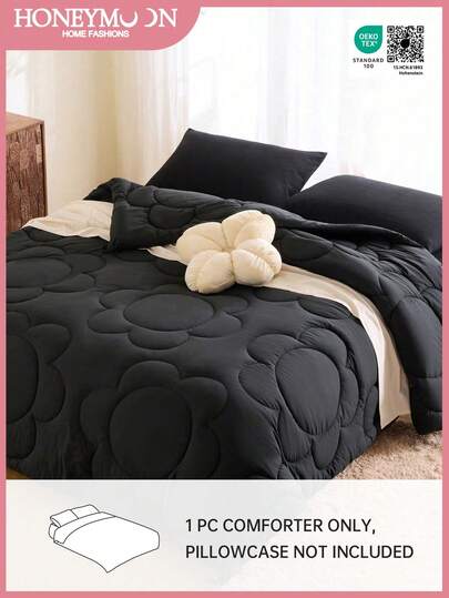 1pc Fluffy Warm Floral Stitch All-Season Comforter, Cloud Comfort Down Alternative Duvet Insert For All Size Bed -Twin, Full, King, Queen Size, Oeko-Tex Certified