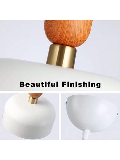 Alpinaluz Moderne Nordic Hang Verlichting 30cm Wit Metal Wood Effect, Adjustable Height, E27 Socket, Kitchen Or Dining Room view 10