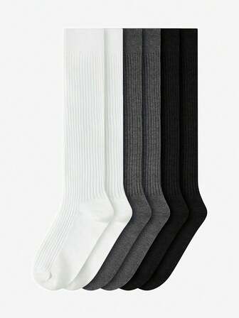 1/3 par stickade strumpor för kvinnor, enfärgade, vertikala streck, varma knälånga strumpor, harajuku-mode, lolita-strumpor