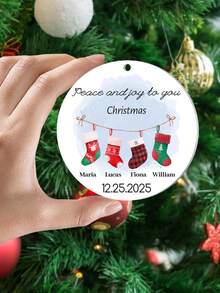 1pc Custom Personalized First Christmas Ornament With Photo Deer Christmas Ornament Gift For Kid,Customized Ornaments With Photo And Text,Customized Christmas Tree Ornaments,Funny Secret Santa Gifts,Customized Christmas Gifts,Makezbright Personalized Gifts