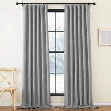 2025  Bedroom Curtains 2 Panels Sets Faux Linen Textured, Pinch Pleated Room Darkening Light/Heat Blocking Window Drapes Thermal Insulated For Living Room, Angora, W50 X L108, 2 Panels - 淺灰色 - 查看 9