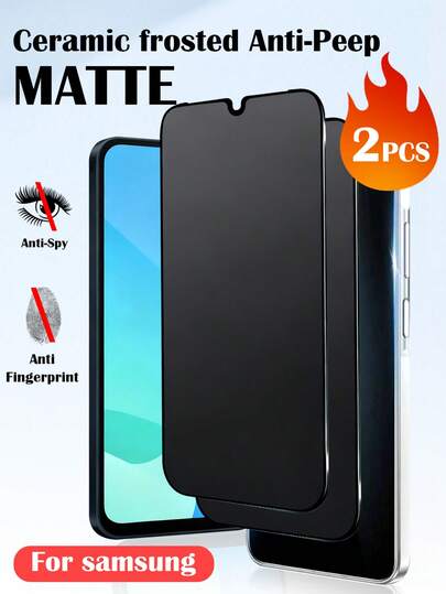 XINHONGYU 2pcs Privacy Screen Protector Compatible With Samsung Galaxy A56, Matte Ceramic Privacy Film, Flexible TPU Privacy Screen Protector, Non-Glass Privacy Ceramic Protective Film, Compatible With Galaxy A17 A16 A15 A14 A13 A12 A26 A25 A24 A23 A22 A36 A35 A34 A33 A32 A56 A55 A54 A53 A52 A07 A06 A05 A05S A04 A03 Series [No Fingerprint Support], Easy To Install, Compatible With Phone Cases