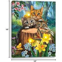 2025 Christmas Canvas Wall Art Print 12" X 16" With Timer | LED Lighted Design - Cats Butterfly Fun - View 6
