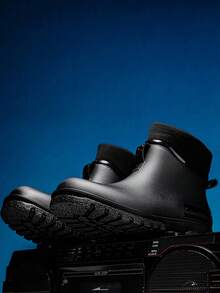 Women's Plus Size Fashion Short Rain Boots, Couple's Warm Lined Adult Rain Boots, Non-Slip Durable Thick Sole Rubber Shoes For Kitchen Work, Outdoor Car Washing, Camping, Fishing, Waterproof Beach, Solid Color Sports Outdoor Fuzzy Lining Rain Boots, Autumn/Winter - Black - View 7