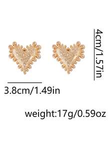 1 Pair Fashionable Minimalist Niche Quality Alloy Heart Shaped Stud Earrings, Sophisticated Design For Daily Wear, Women