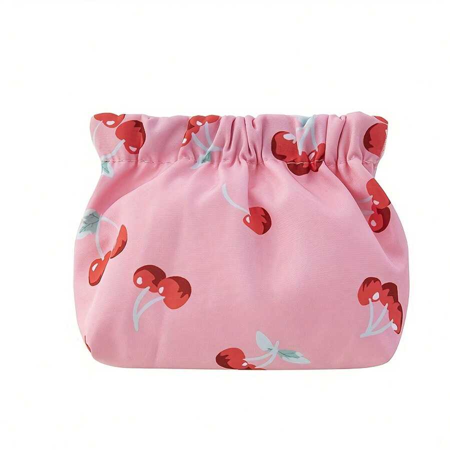 1 Piece Travel Waterproof Printed Storage Bag, Mini Makeup Bag With Key And Lipstick Coin Purse - Perfect For Carrying - Phong cách anh đào hồng - Xem 1