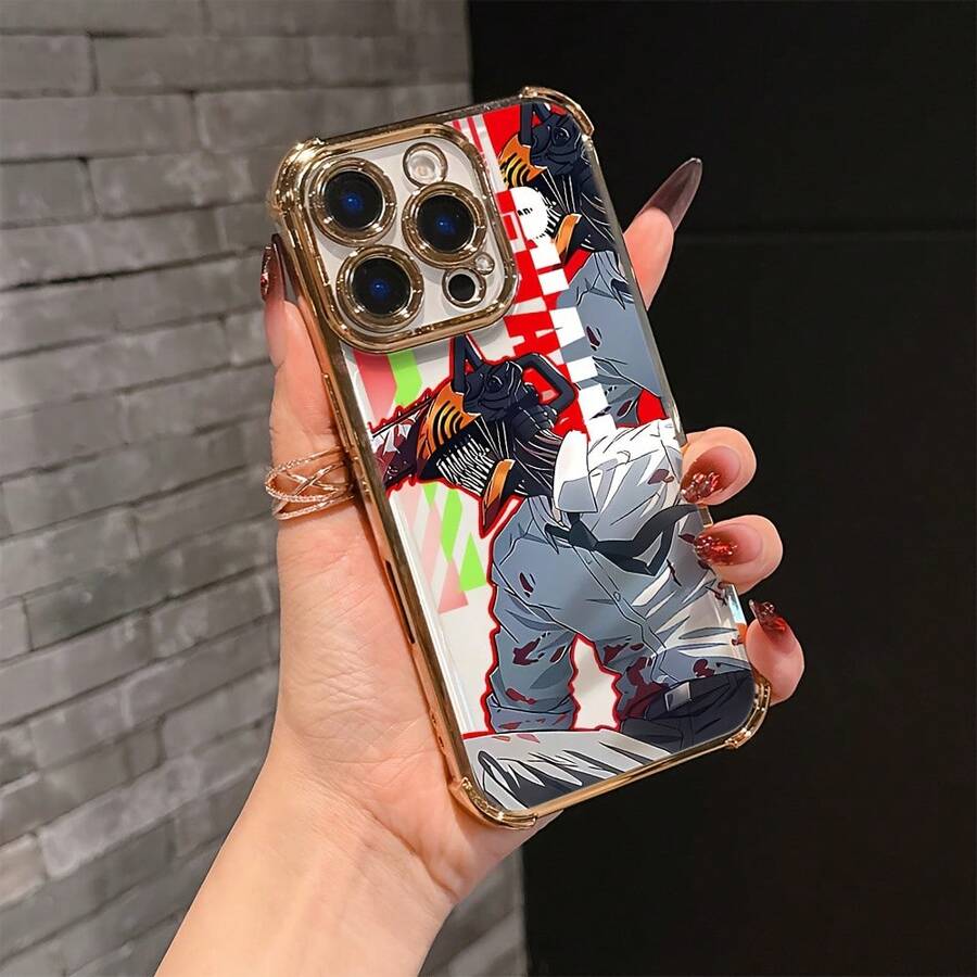 Funda para 16, 15, 14, 13, 12, 11 Pro X/XS 8 17 Plus - Anime Chainsaw, Transparente y Suave con Protección Anticaídas, Funda de Teléfono Anime, Funda de Teléfono para Halloween, Fundas para Teléfono de Anime, Funda de Teléfono Anime, Funda de Teléfono a Prueba de Caídas, Funda de Teléfono Genial, Funda de Teléfono Muy Fresca, Funda de Teléfono a Juego, Funda de Teléfono con Tema Japonés, Funda de Teléfono Anime, Funda para Teléfono deón, Fundas de Teléfono17 17promax - Dorado - Ver 1