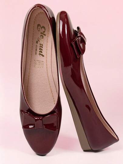 MODA planos informales con lazo decorativo de color liso, nueva colección de otoño, color BURDEOS para Año Nuevo, Día de San Valentín- Elegantes y cómodas, brillantes y atemporales, zapatos de verano, primavera, vacaciones de primavera, regalo del Día de la Madre Zapatos planos/bailarinas,Estas sandalias tipo Mary Jane son ideales para ocasiones casuales, laborales o salidas semi-formales donde se requiere un look pulido pero relajado.